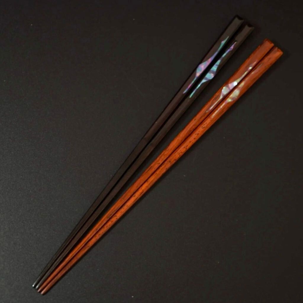 越前 夫婦箸 螺鈿夫婦鶴