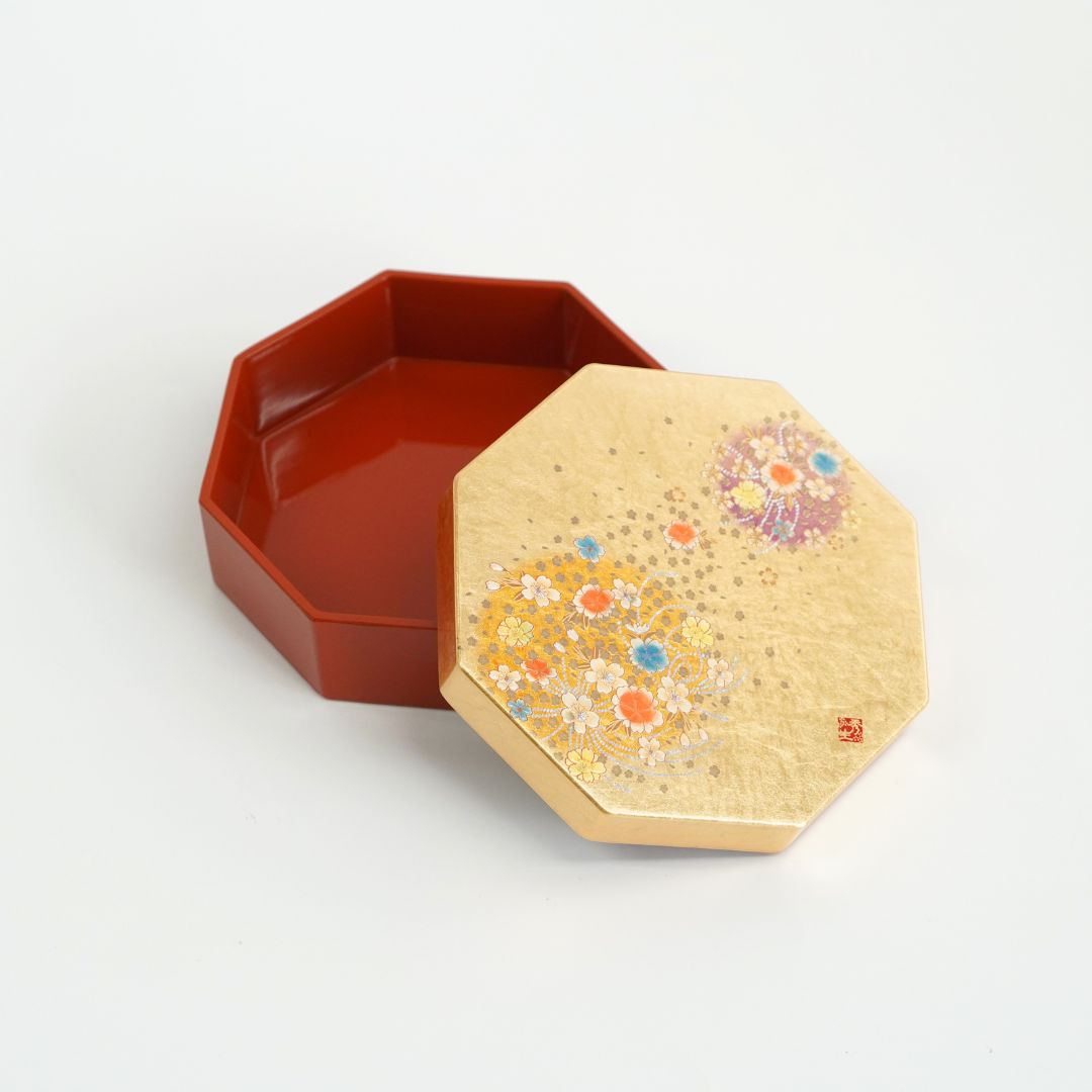 箔工芸花丸 八角小箱