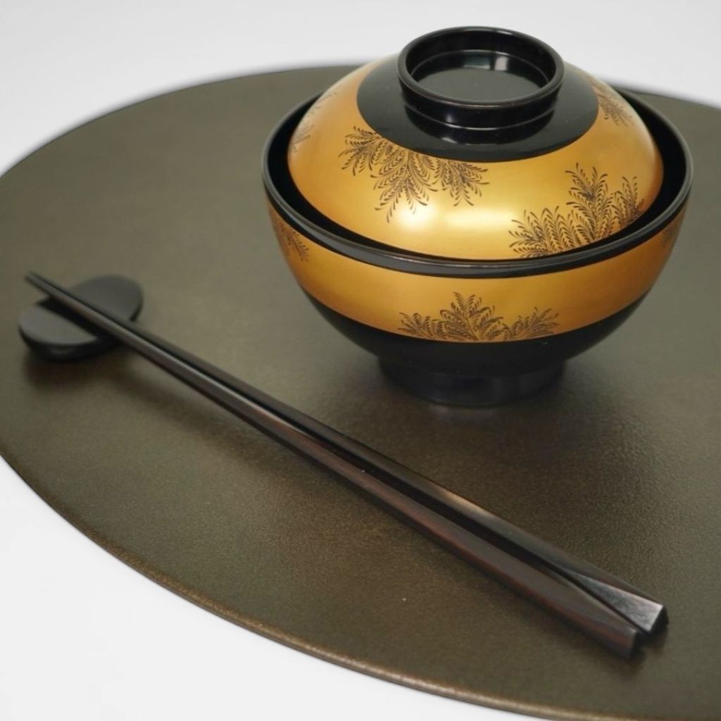 山中 縞黒檀六角 箸 持手三角 (21.5cm/23.5cm)