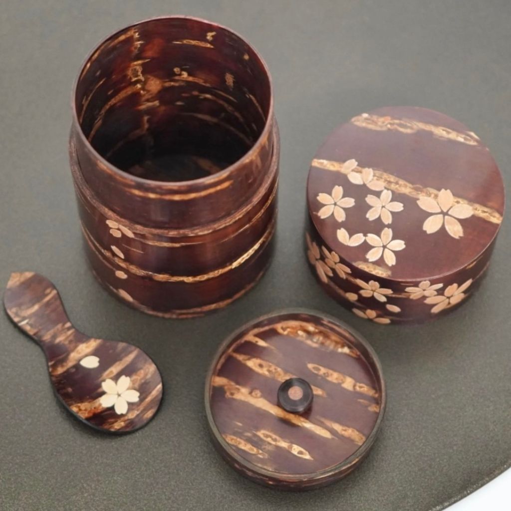 桜皮桜模様 茶筒セット
