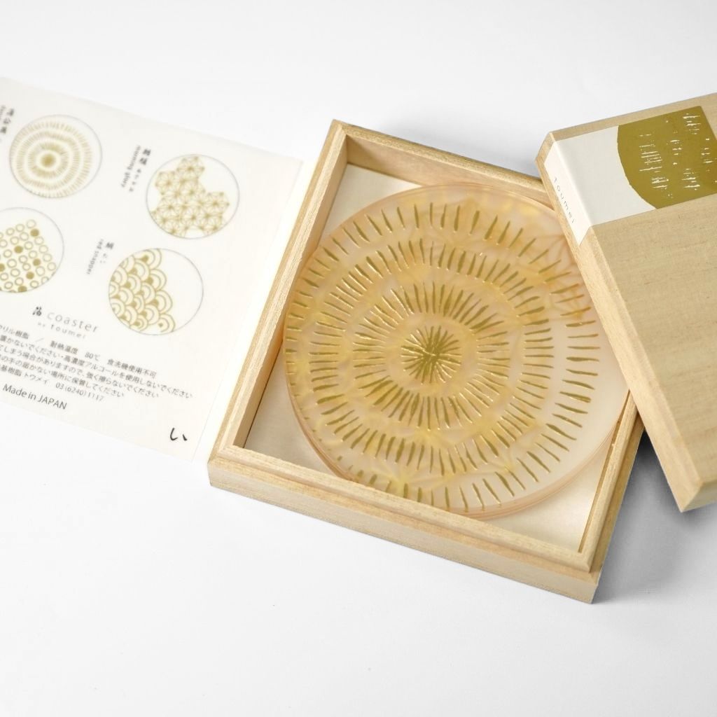 toumei 箔 コースター「い」 木箱入り 4枚セット