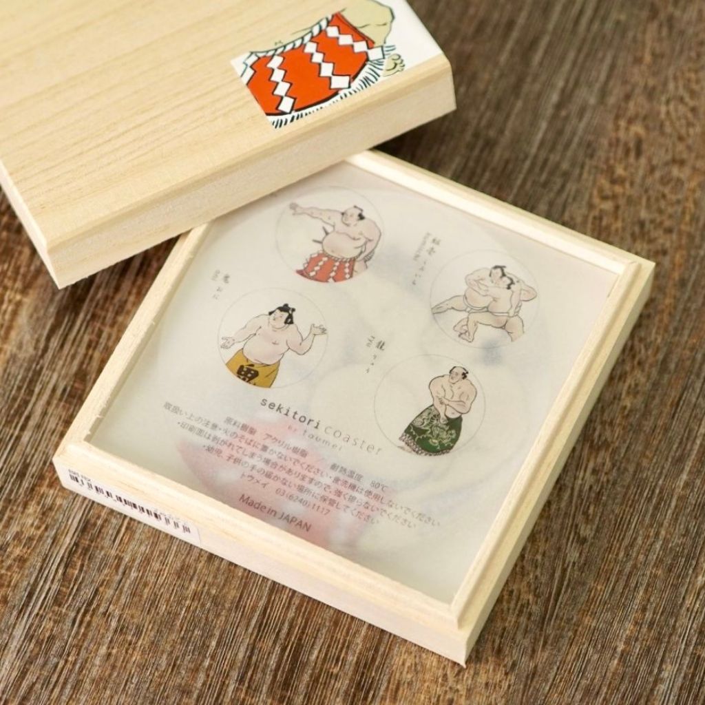 toumei 関取 コースター 木箱入り 4枚セット