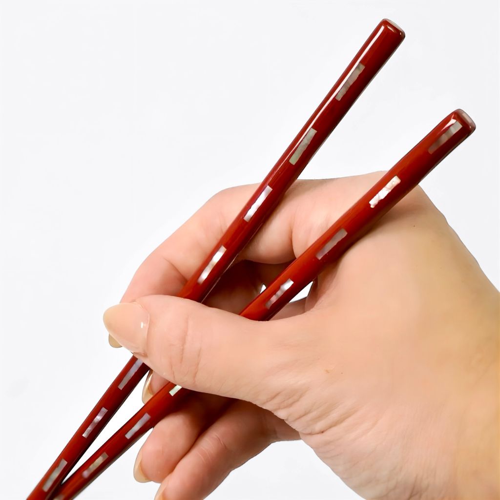 若狭 箸 貝きりこ 朱 21.5cm