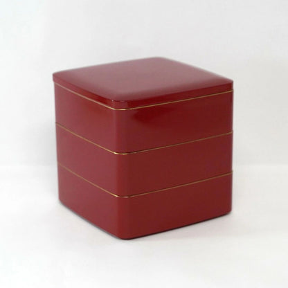 迎春漆器セット (5.0都三段重朱渕金・小判屠蘇器朱渕金)