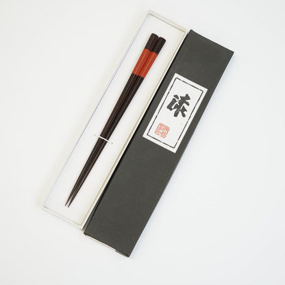縞黒檀五角箸 持手螺鈿（21.5cm/23.5cm）