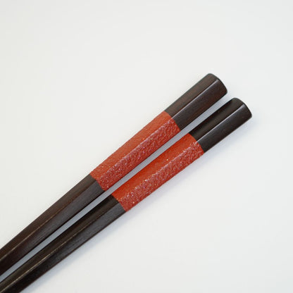 縞黒檀五角箸 持手螺鈿（21.5cm/23.5cm）