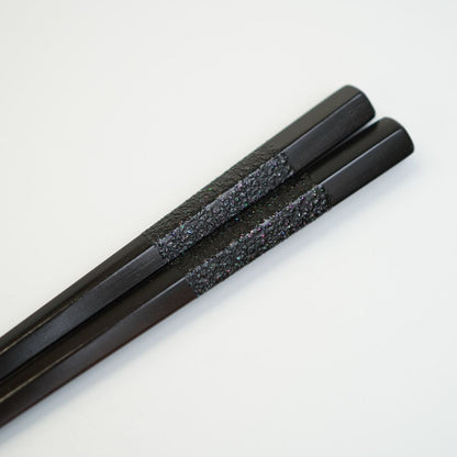 縞黒檀五角箸 持手螺鈿（21.5cm/23.5cm）