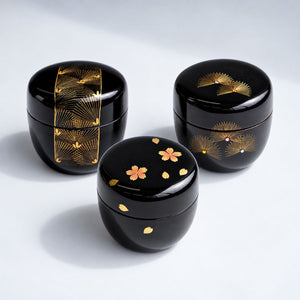 越前 棗（桜蒔絵/沈金帯松/沈金寿松）