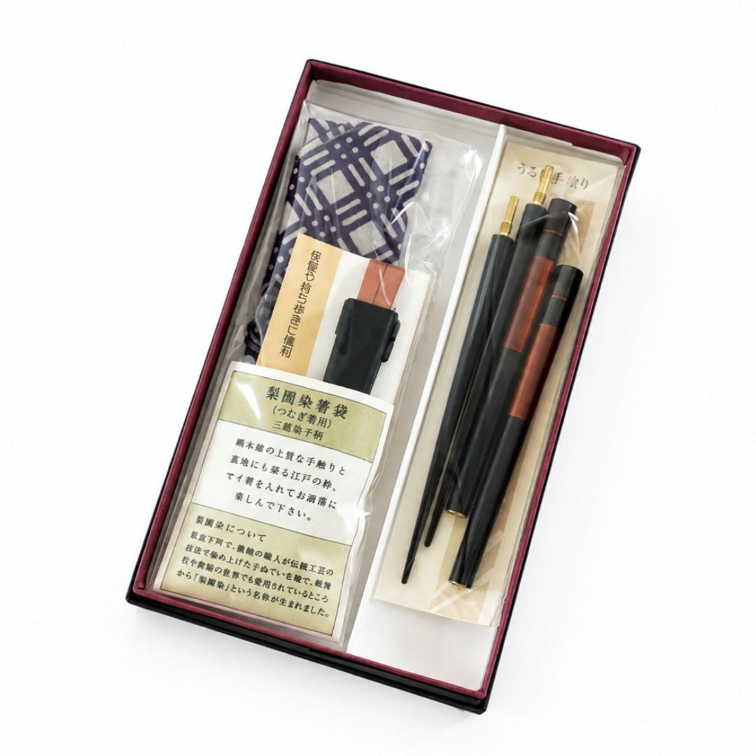 越前 携帯箸 MR白檀(大) 三筋格子
