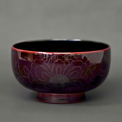 越前牡丹彫お好み椀 溜内黒