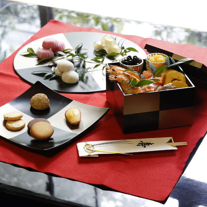 越前 尺二丸マット 黒ハケ目市松 銀