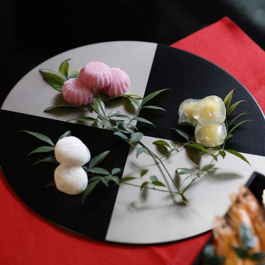 越前 尺二丸マット 黒ハケ目市松 銀