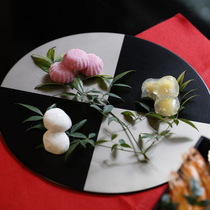 越前 尺二丸マット 黒ハケ目市松 銀