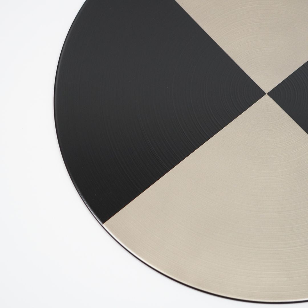 越前 尺二丸マット 黒ハケ目市松 銀