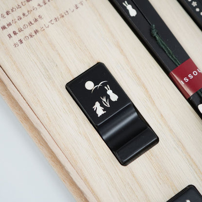 月見兎＆なごり桜 箸置付夫婦箸