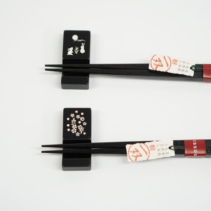 月見兎＆なごり桜 箸置付夫婦箸