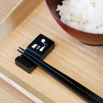 月見兎＆なごり桜 箸置付夫婦箸