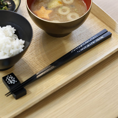 月見兎＆なごり桜 箸置付夫婦箸