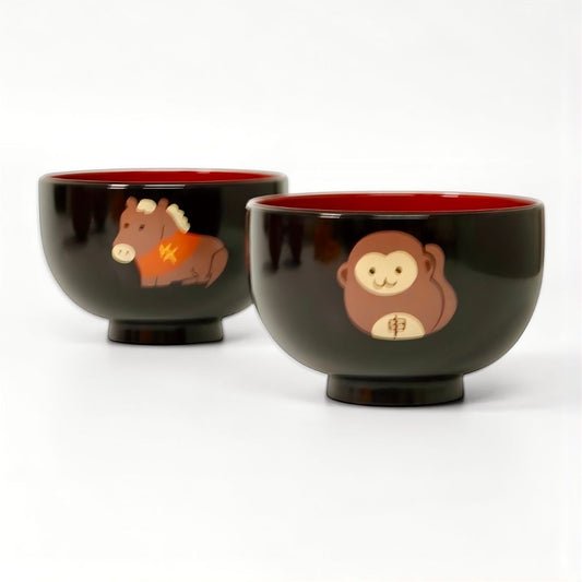 越前 干支汁椀 黒