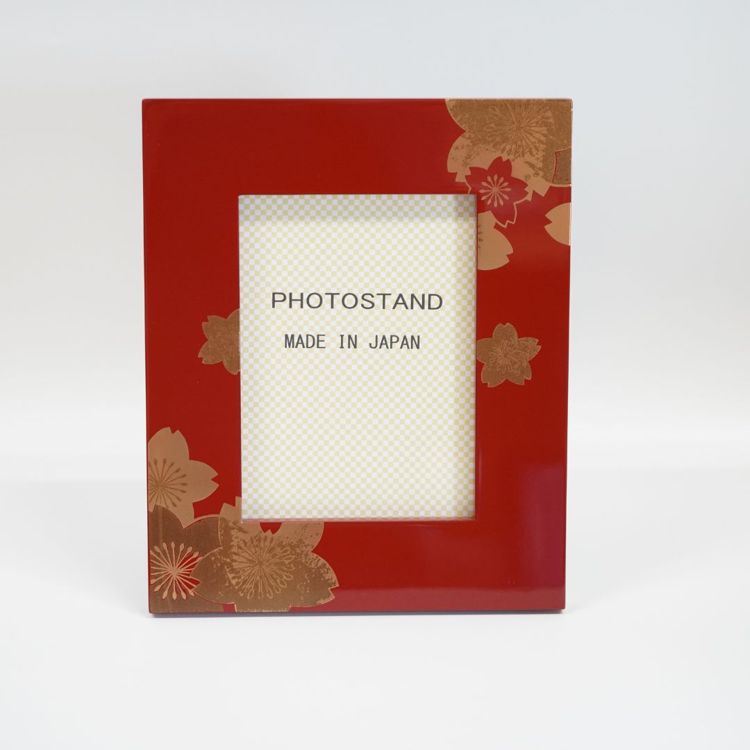 会津塗 フォトフレーム 金彩桜