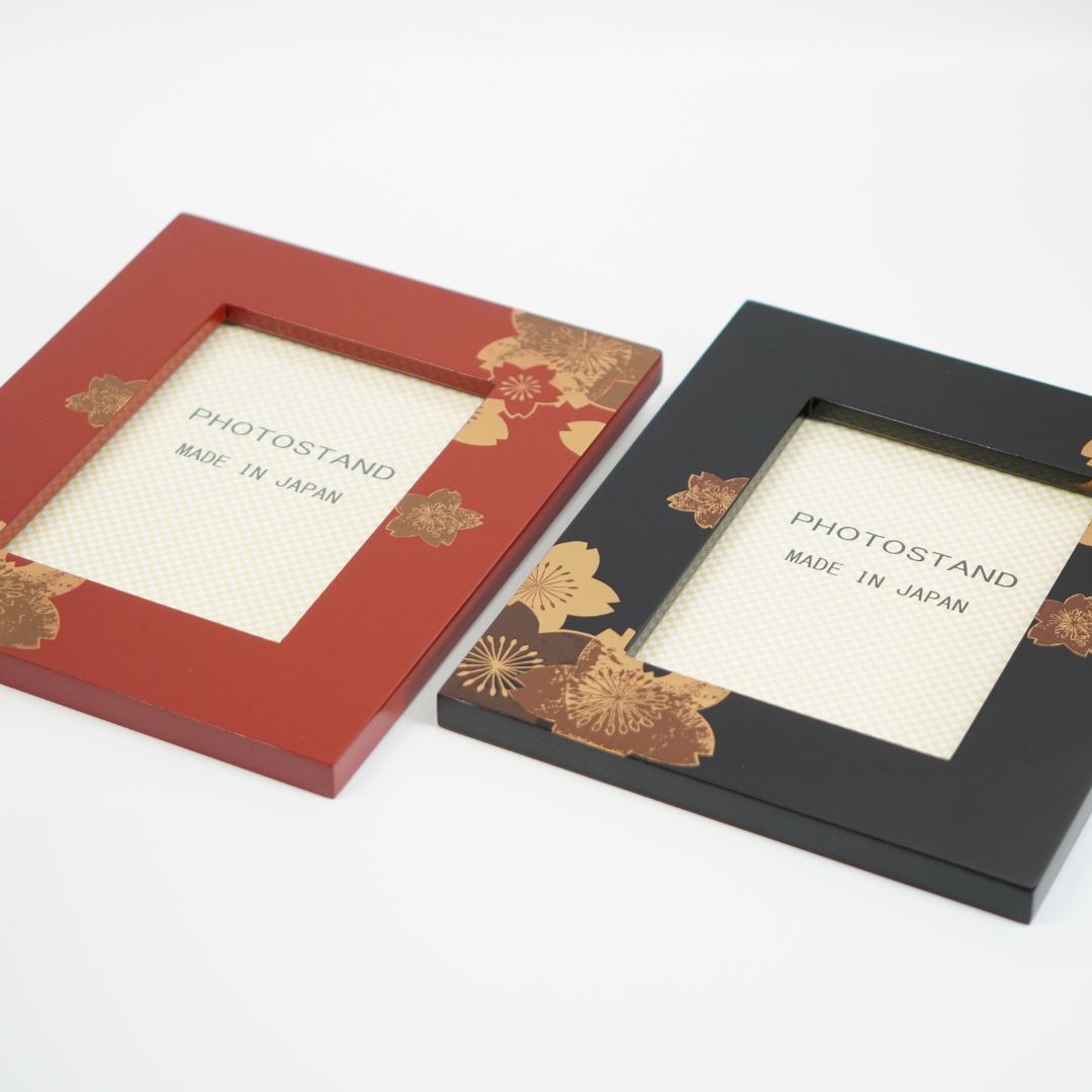 会津塗 フォトフレーム 金彩桜 – 漆器 高翆