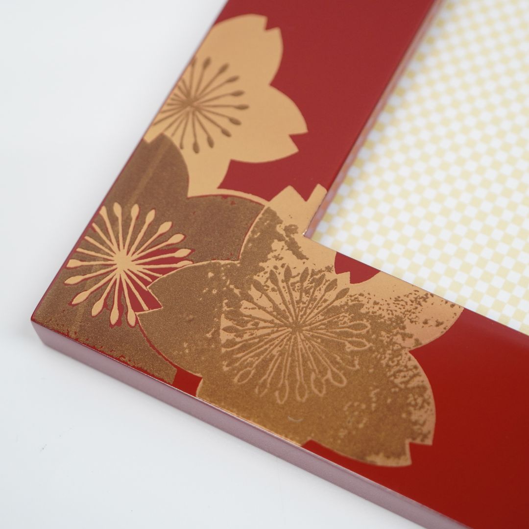 会津塗 フォトフレーム 金彩桜 – 漆器 高翆