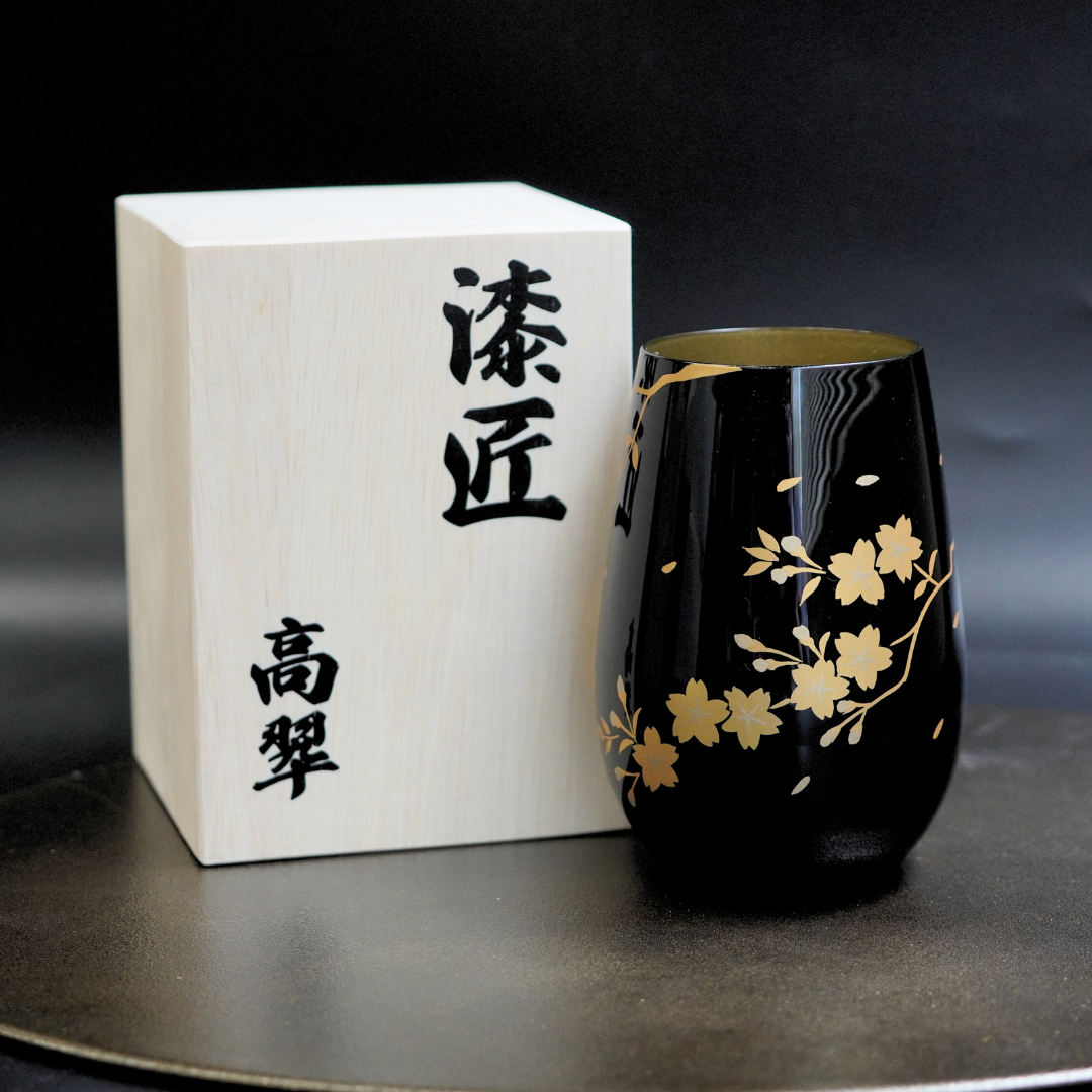 和合二仙 寒山拾得 漆器 壁掛け 漆グラス 玄 夜桜 – 漆器 高翆