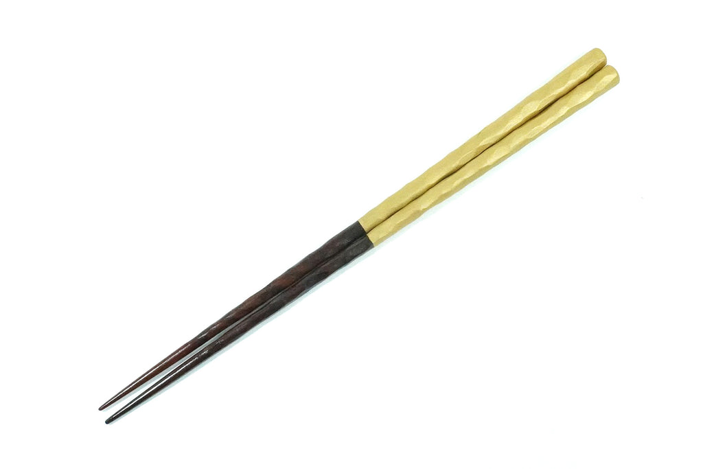 「ちょっと長めの箸」 洋の箸 削り 金彩（25.0cm）全体