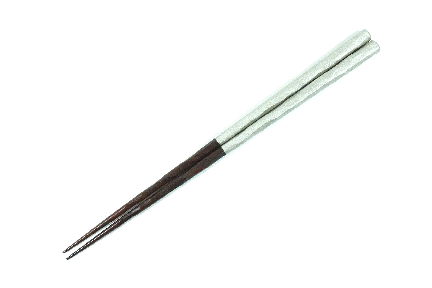 「ちょっと長めの箸」 洋の箸 削り 銀彩 （25.0cm）全体