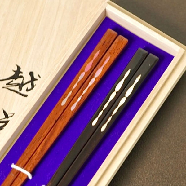 越前 夫婦箸 螺鈿六瓢