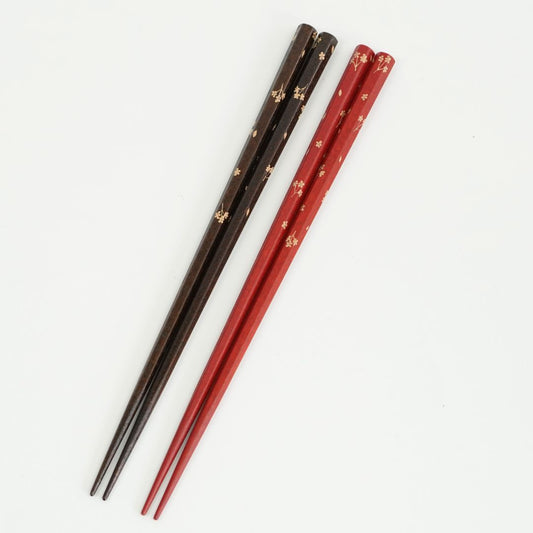 六角 拭漆 小花ちらし 22.5cm