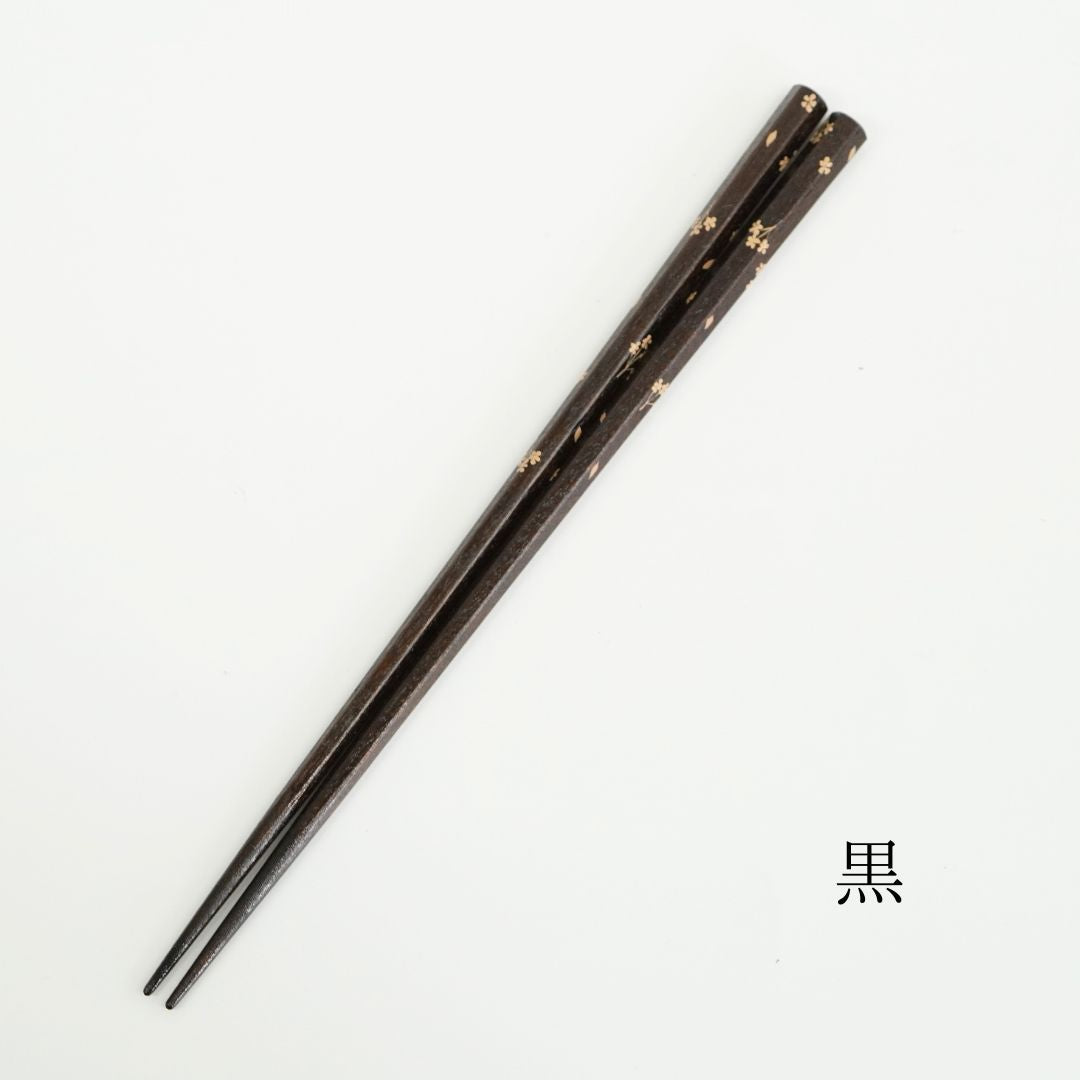 六角 拭漆 小花ちらし 22.5cm