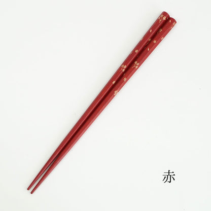 六角 拭漆 小花ちらし 22.5cm