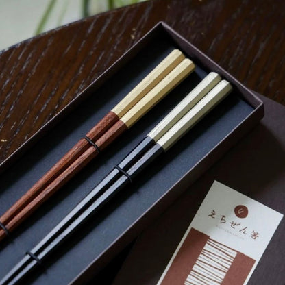 越前 先八角黒檀紫檀夫婦箸 (22cm/23.5cm)