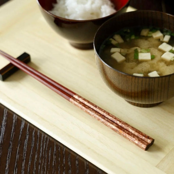 越前塗 箔ちらし 八角箸｜日本製・漆塗り
