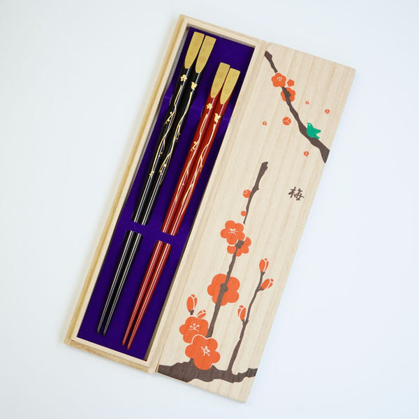 天削　夫婦箸　梅　（24.0cm/22.5cm）