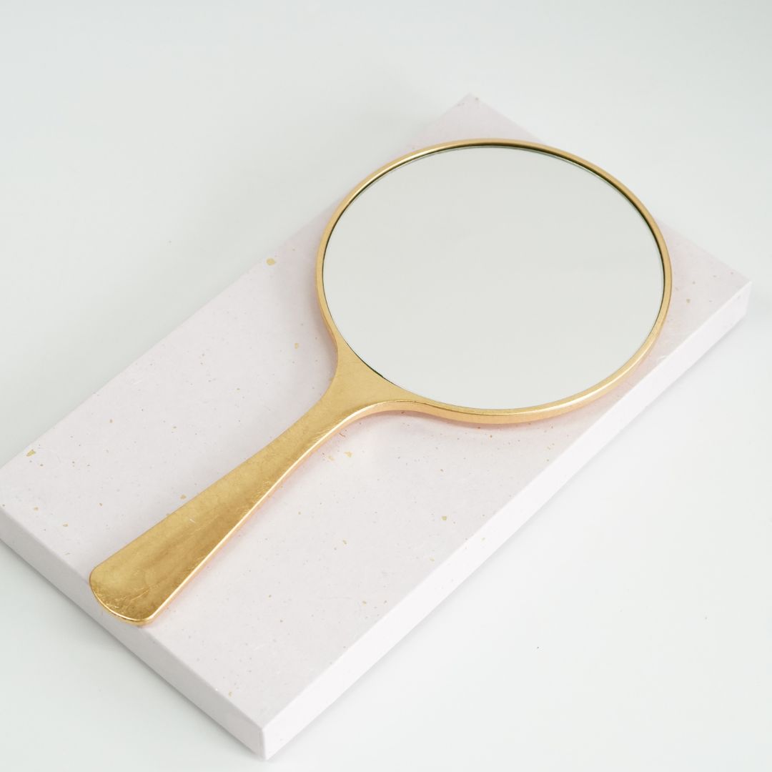 箔工芸　花丸　手鏡