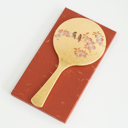 雅手鏡（中）箔工芸 花鳥