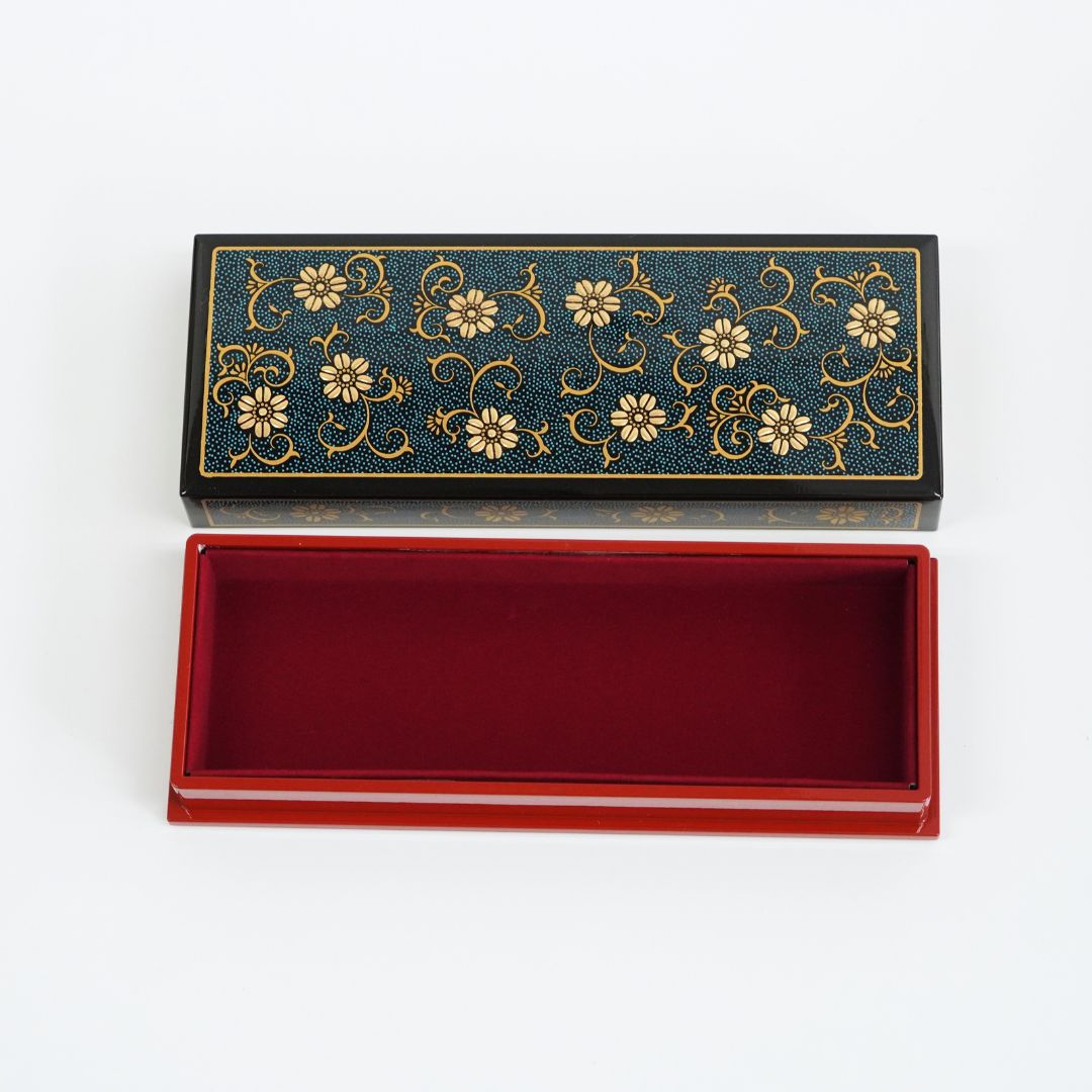 漆芸 唐草文様 筆箱 – 漆器 高翆