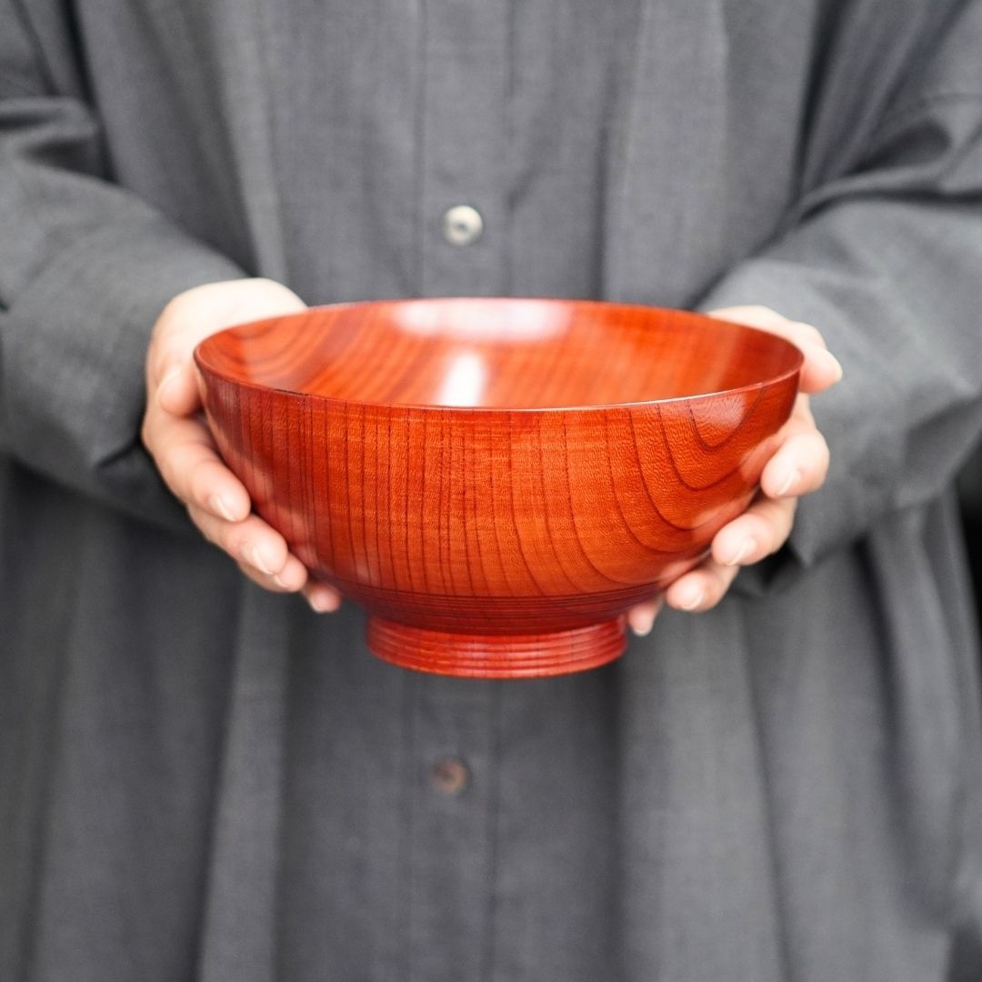 欅 麺椀 朱摺漆仕上