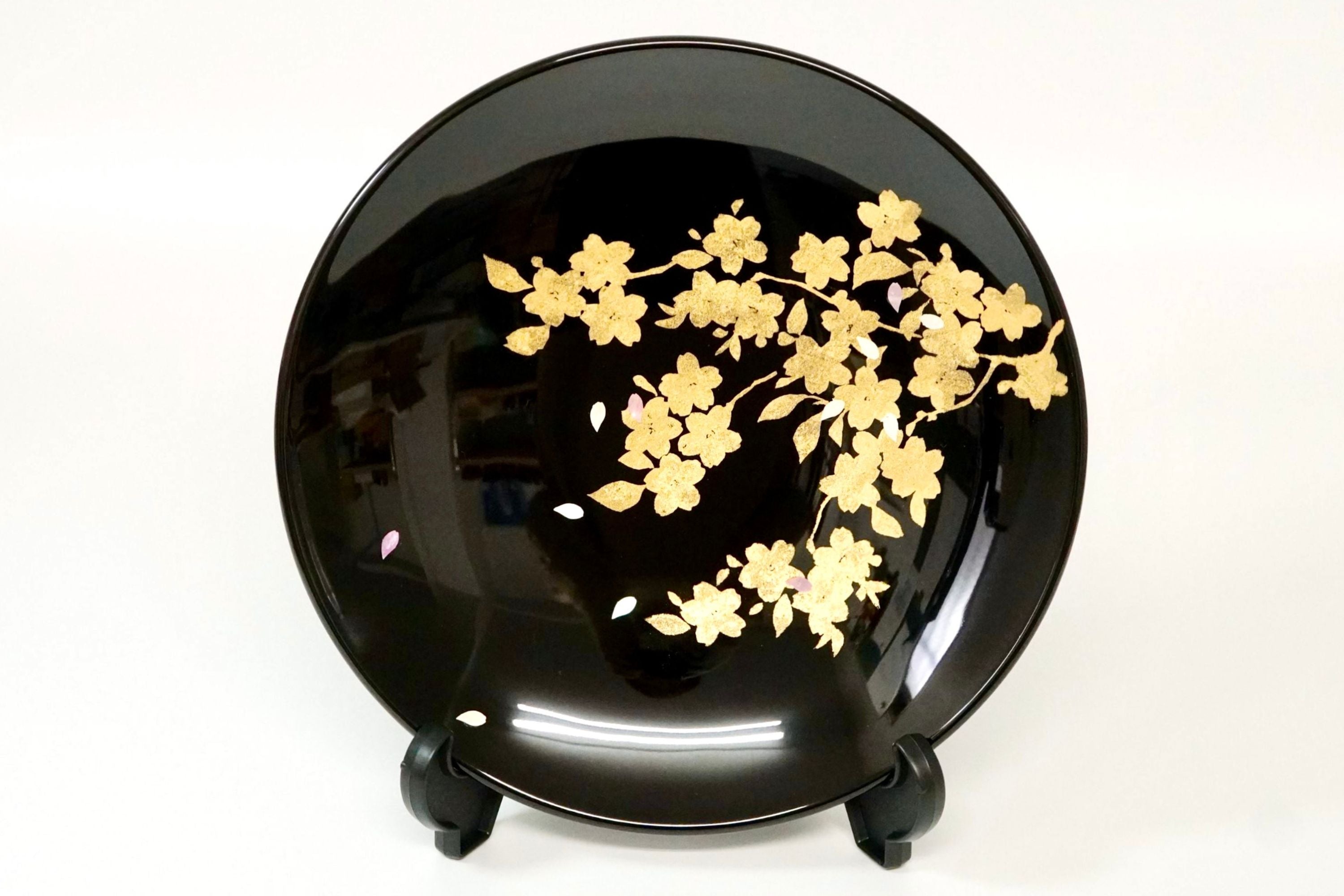 越前 飾り皿 金箔桜絵 皿立付 – 漆器高翆 - KOUSUI -