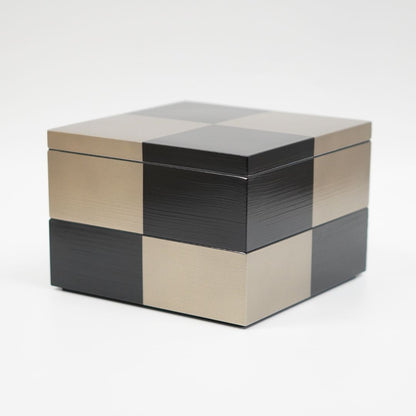 越前 二段重 黒ハケ目市松