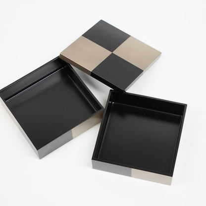 越前 二段重 黒ハケ目市松