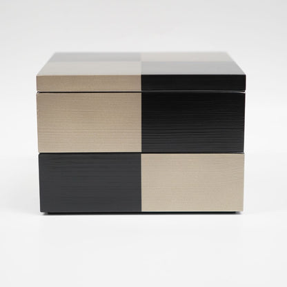 越前 二段重 黒ハケ目市松