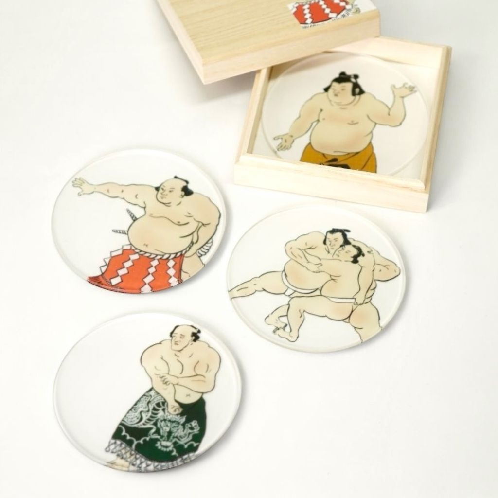 toumei 関取 コースター 木箱入り 4枚セット