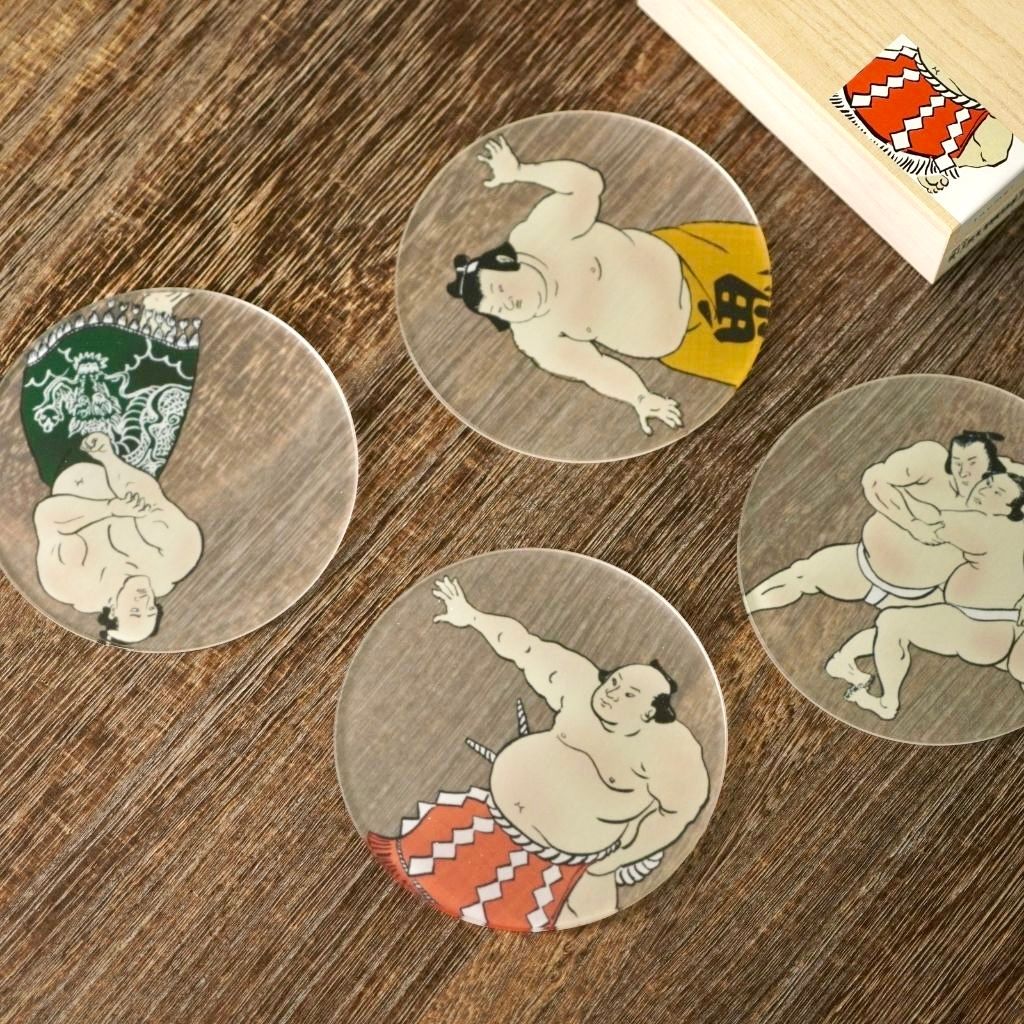 toumei 関取 コースター 木箱入り 4枚セット