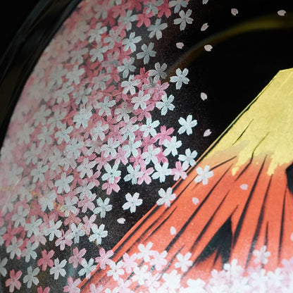 輪島 飾皿 10.0 桜に赤富士沈金