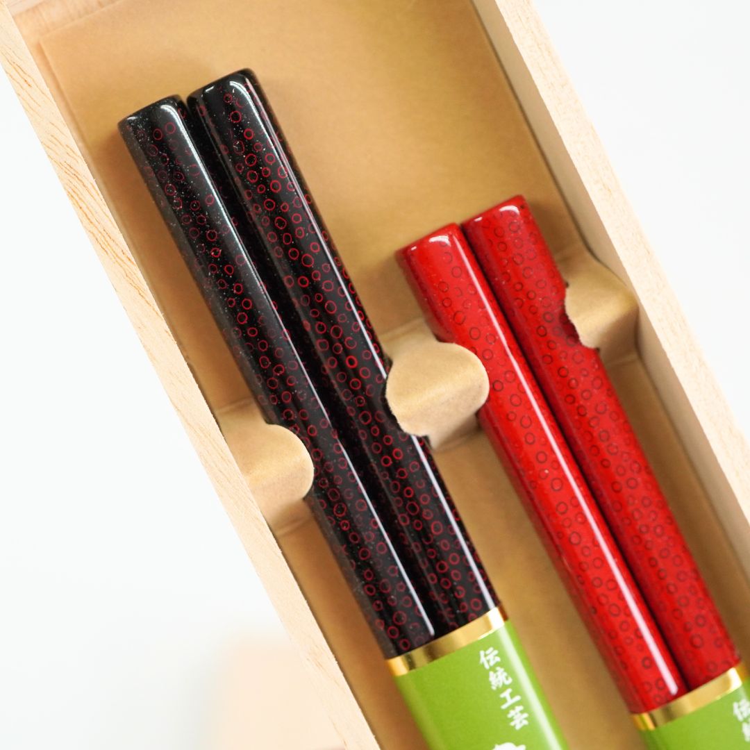 津軽 七々子塗 夫婦箸 （20.5cm/23.5cm） – 漆器 高翆