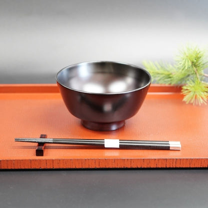 越前 欅一文字大椀 黒溜