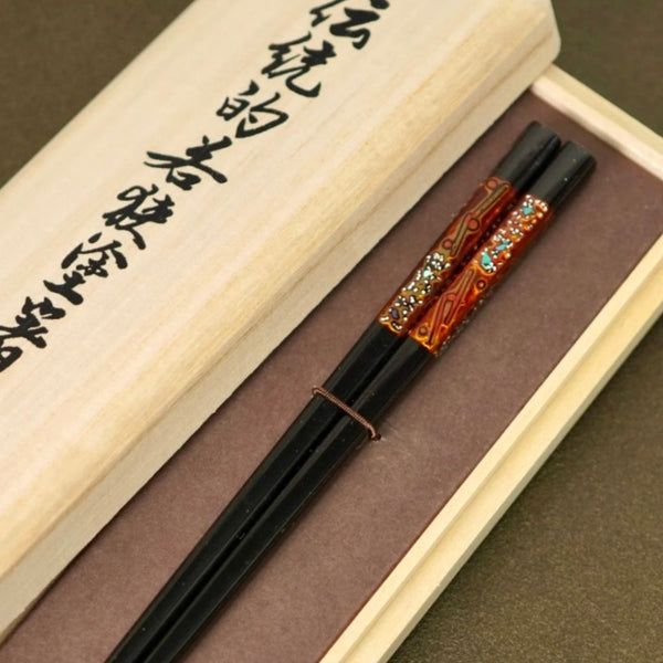 若狭塗 箸 冬の梅 23.5cm